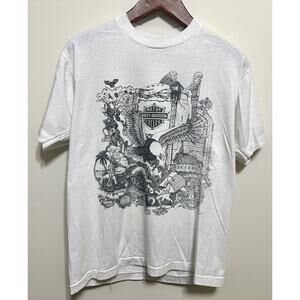 Vintage Harley Davidson Art Shirt Rare Fairy Ink Pen‎ Art 1993 3D Emblem Style L